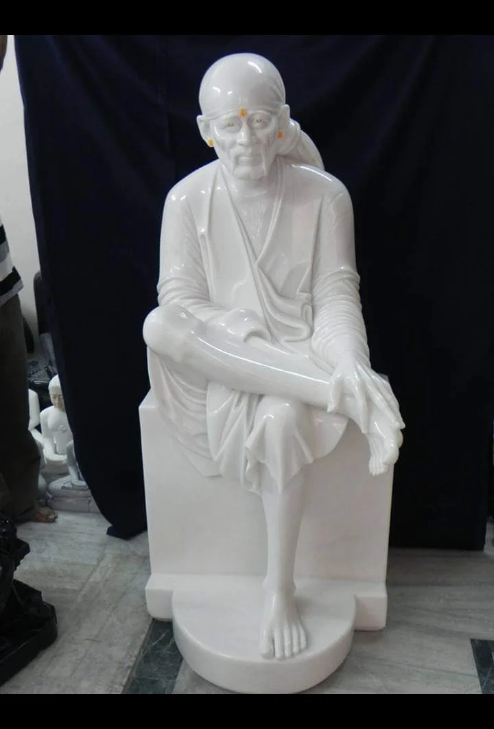 Life-Size White Marble Shirdi Sai Baba Statue