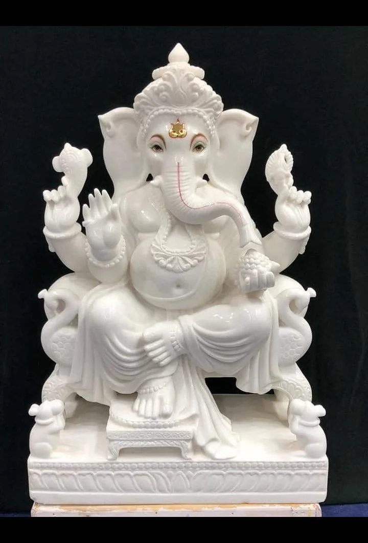 Pure White Marble Ganesha Statue