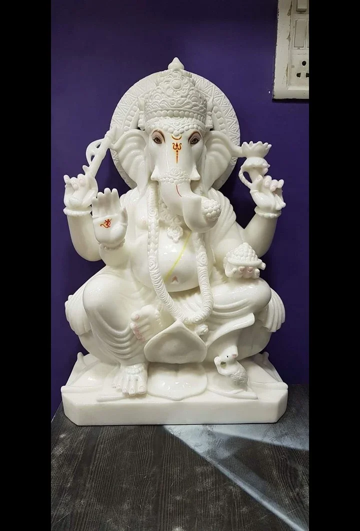 Premium White Marble Lord Ganesha Statue