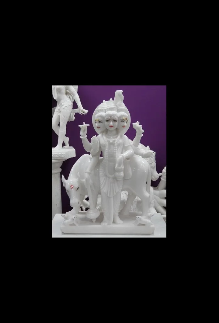 Pure White Marble Dattatreya Bhagwan Statue