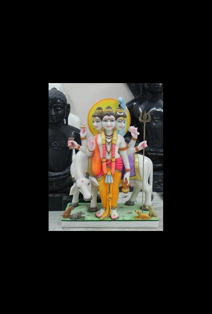 Handcrafted Marble Dattatreya Bhagwan Statue