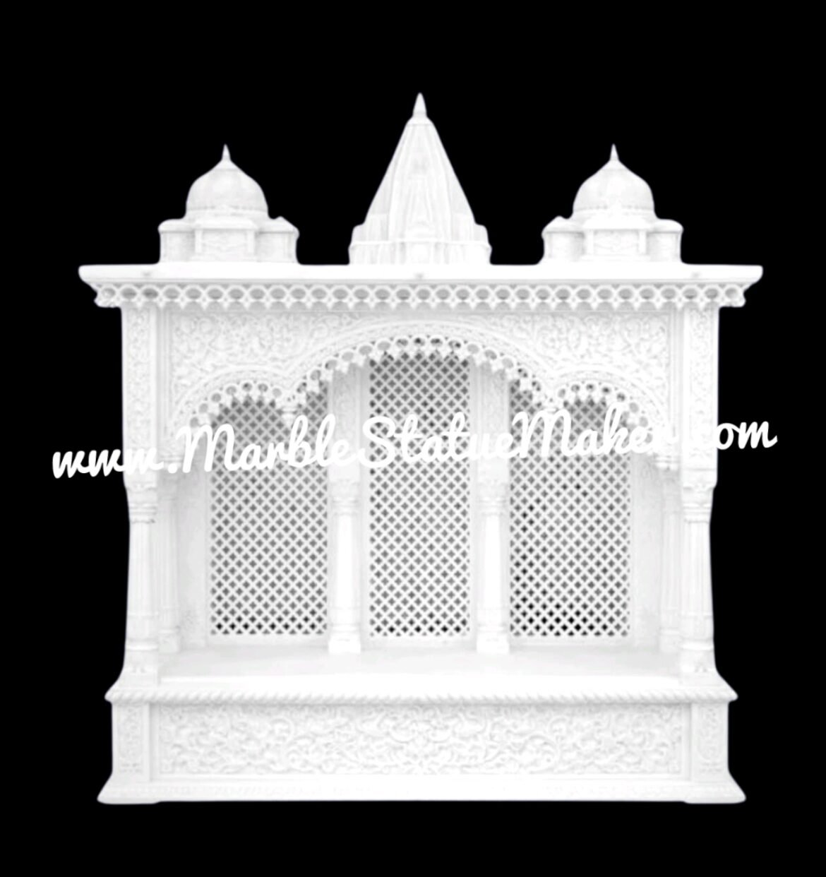 Luxury Handcrafted White Marble Home Temple (Designer Pooja Mandir)