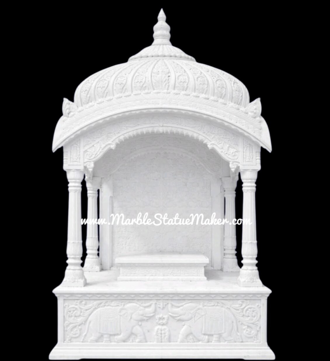 Royal Handcrafted White Marble Home Temple (Dome Style Pooja Mandir)