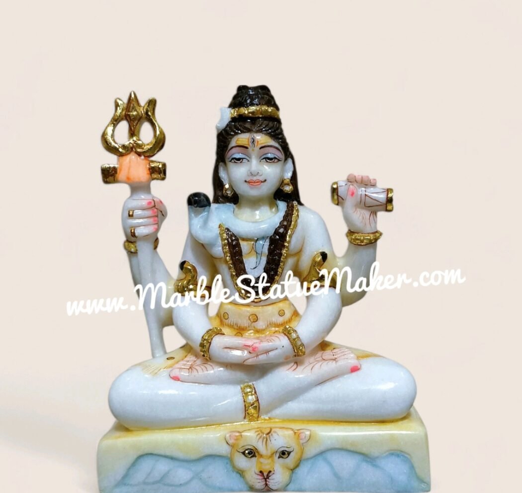 Handcrafted Marble Meditating Lord Shiva Statue