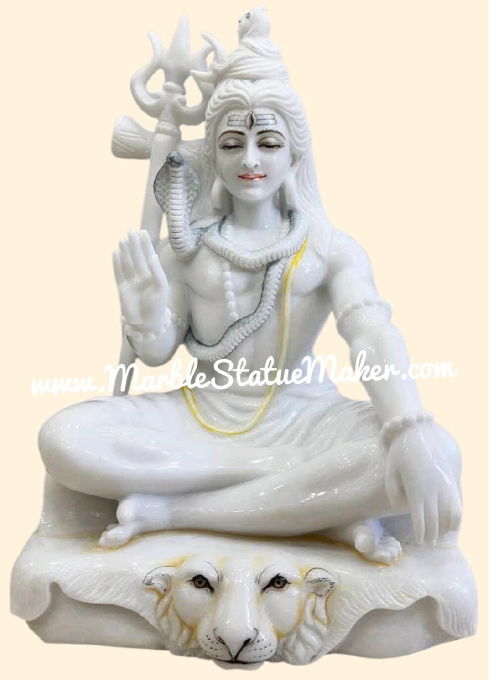 Pure White Marble Meditating Lord Shiva Statue