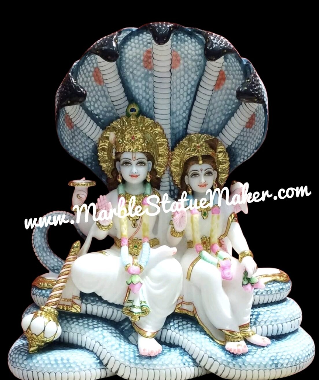 White Marble Sheshshayi Lakshmi Narayan Statue