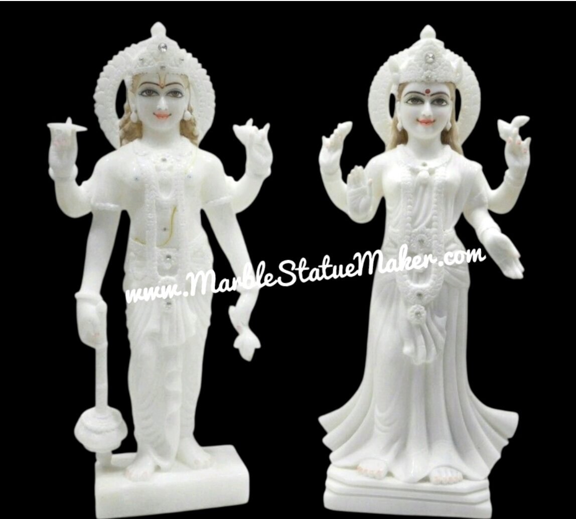 White Marble Lakshmi Narayan Statue