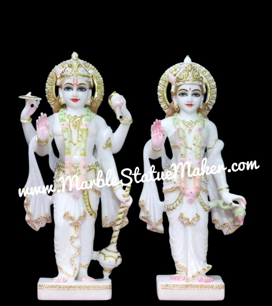 Handcrafted White Marble Lakshmi Narayan Murti