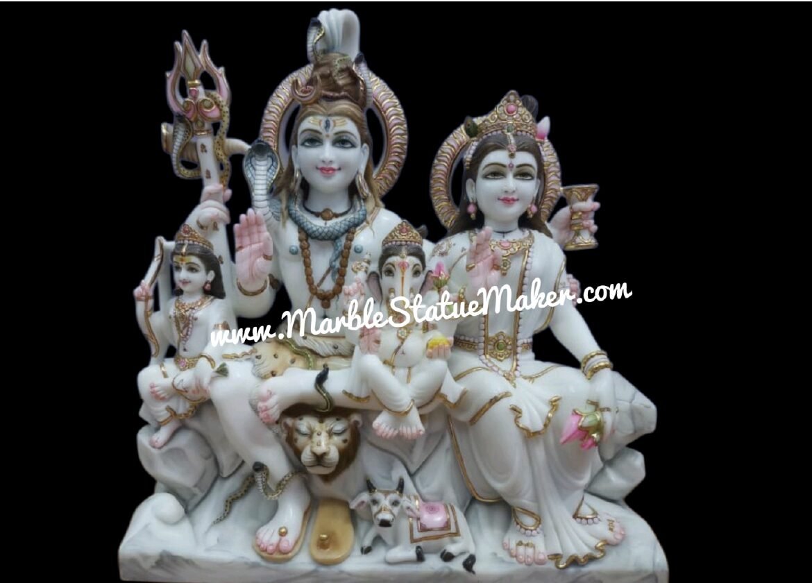 Handcrafted White Marble Shiv Parivar Murti