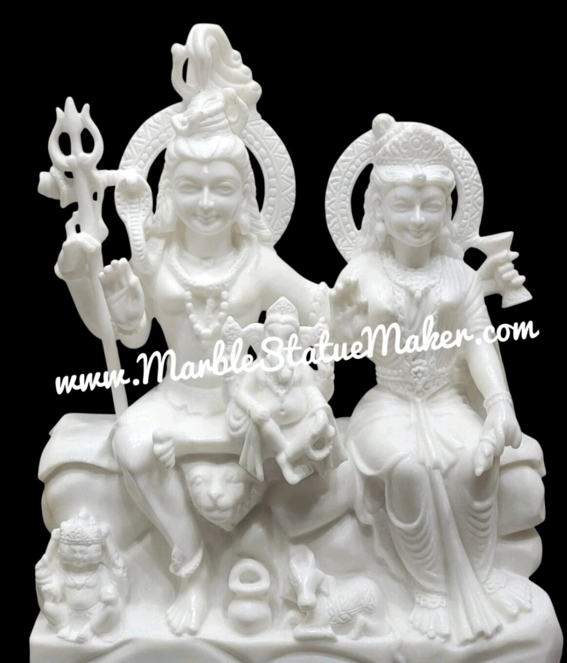 Handcrafted White Marble Shiv Parivar Murti