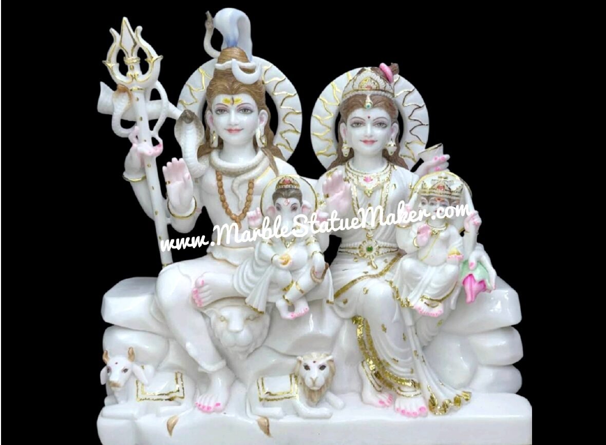 Handcrafted Marble Shiv Parivar Statue