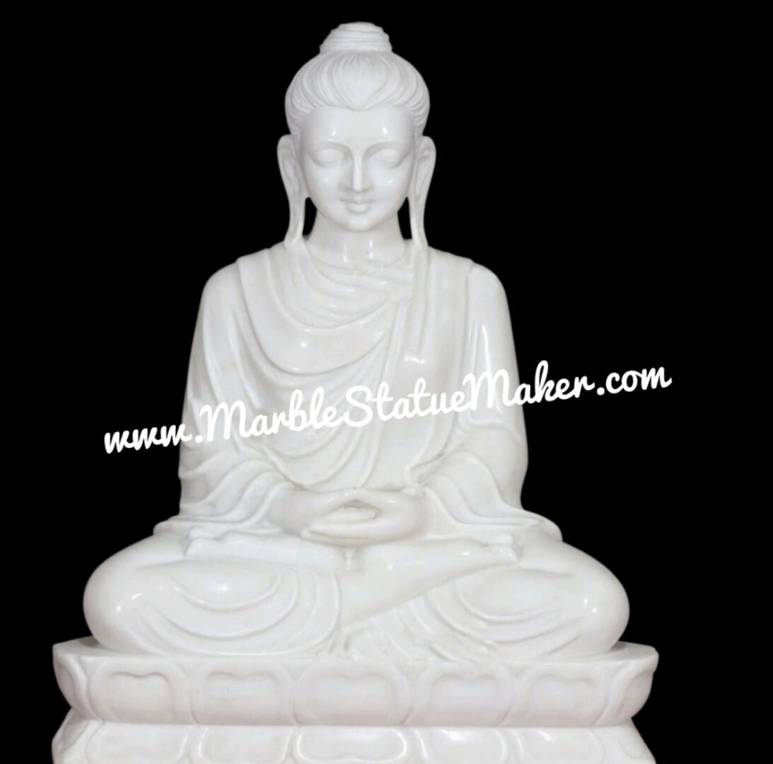 Handcrafted White Marble Buddha Statue