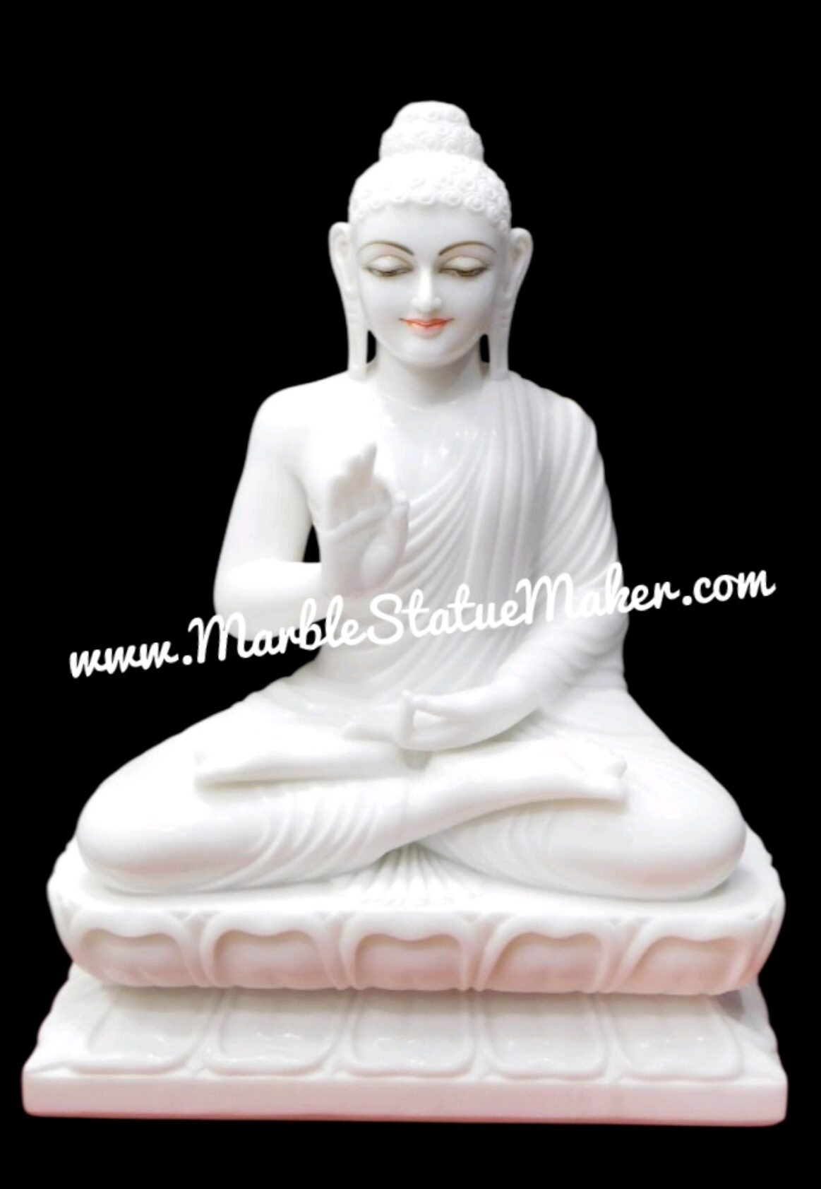 Handcrafted White Marble Buddha Blessing Statue