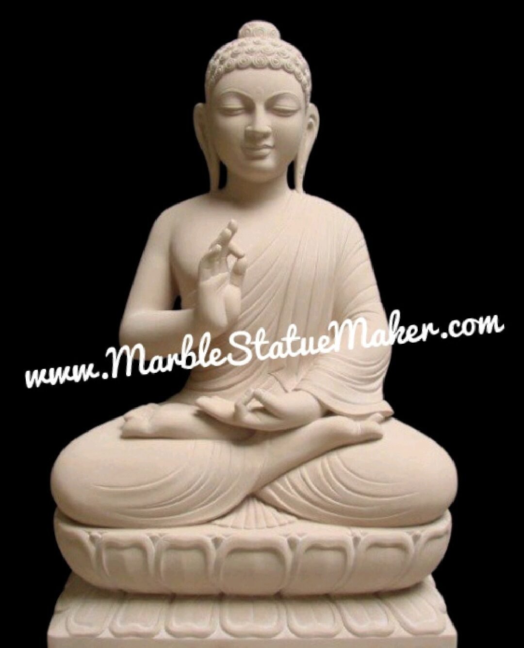 Handcrafted White Marble Buddha Blessing Statue