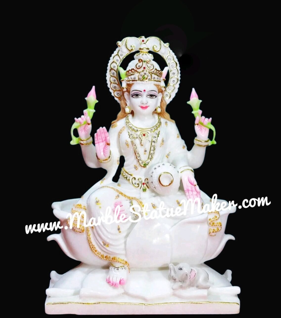 Handcrafted Marble Goddess Lakshmi Statue