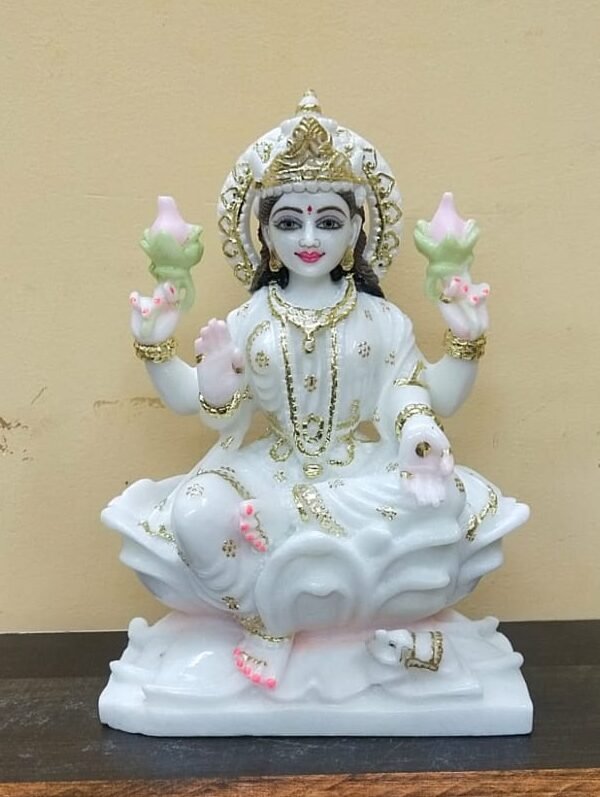 Handcrafted White Marble Goddess Lakshmi Statue